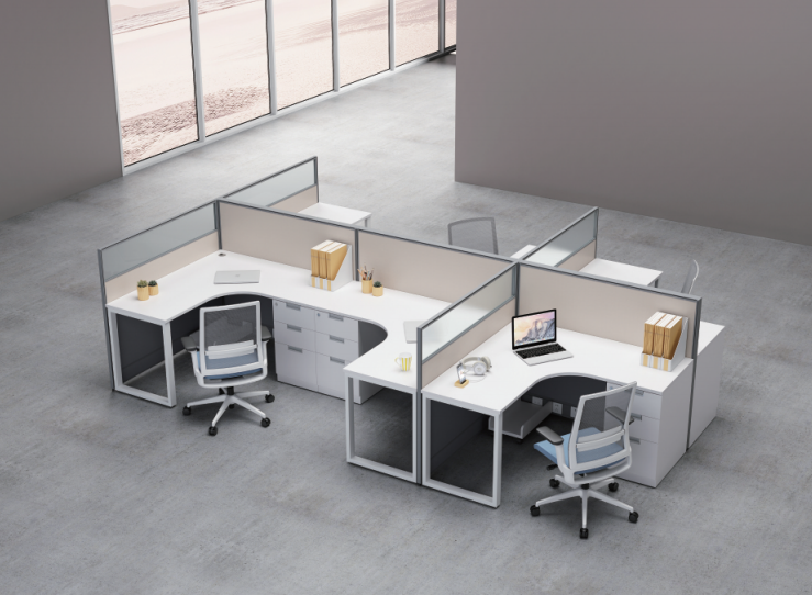 职员办公桌 现代简约办公卡座组合 办公室隔断家具定制