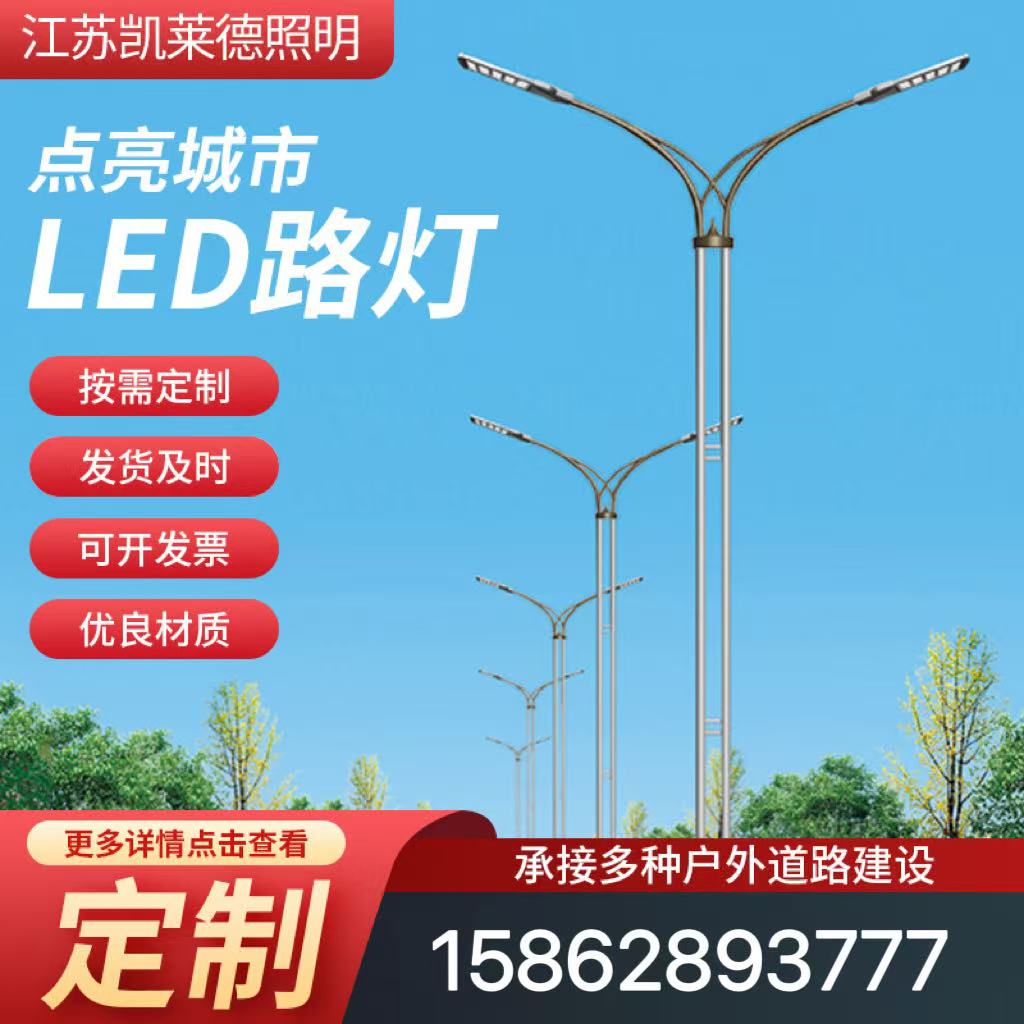 厂家供应市电路灯LED单臂路灯杆城市主干道快速路照明景观LED照明灯杆