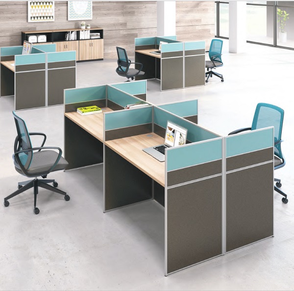 职员办公室桌椅组合现代简约屏风带侧柜卡座财务办公桌