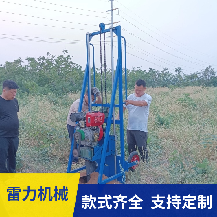 雷力支架式柴油山地高原光伏打桩机 轻式300mm螺旋打洞机动力强劲