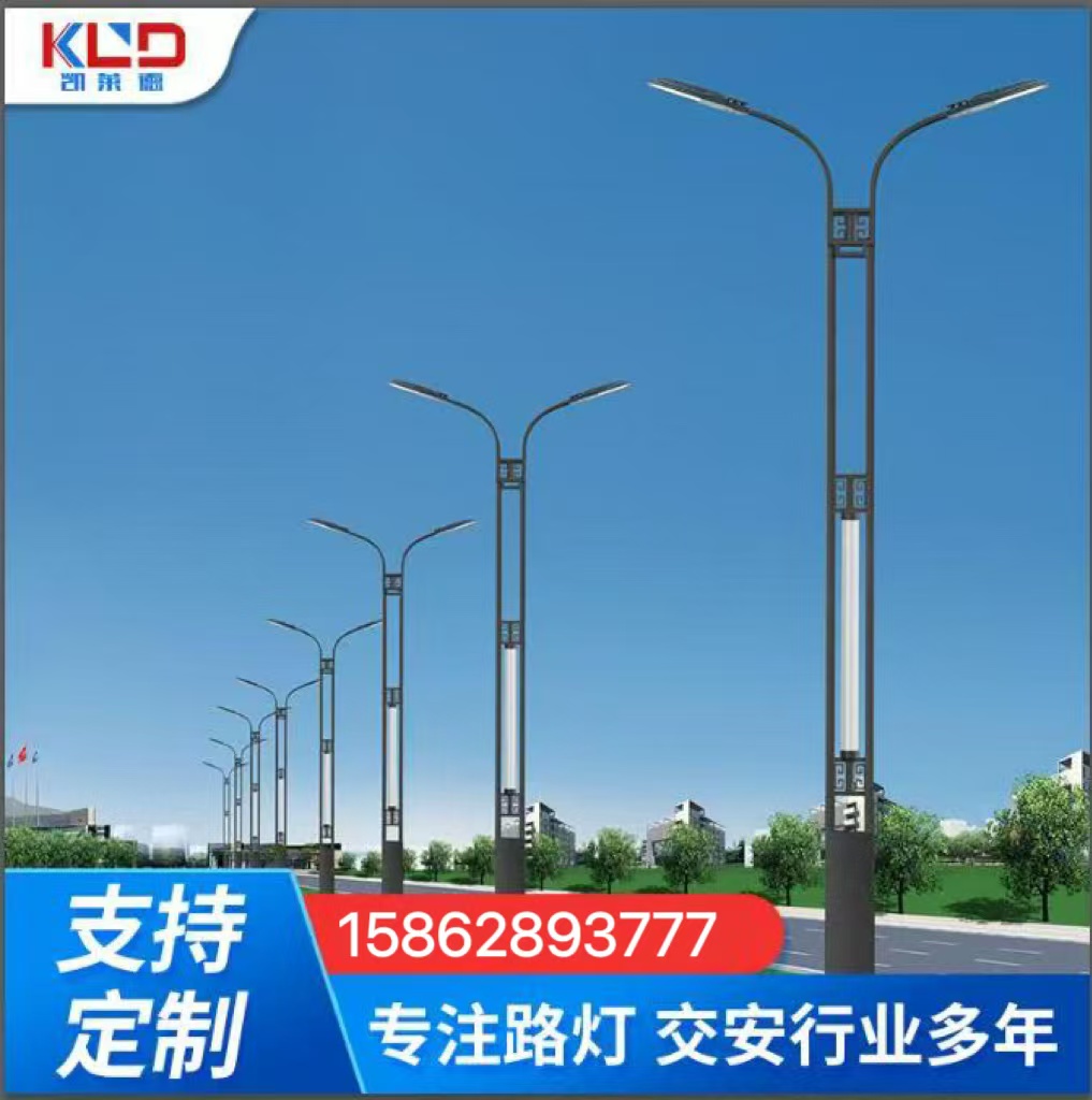 单头双头LED路灯厂家批发8米10米12米高低臂路灯杆户外市电路灯