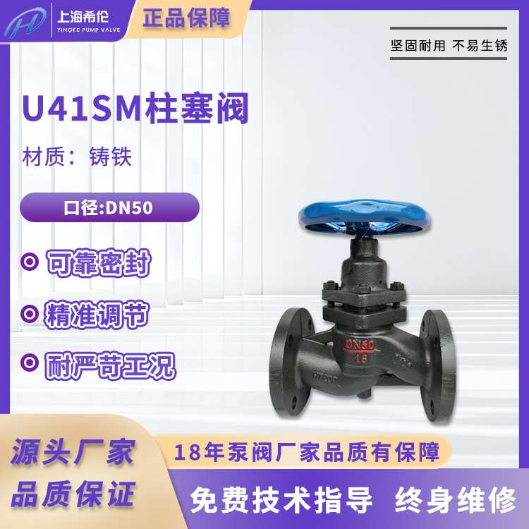 铸铁法兰柱塞阀 U41S-16 锅炉蒸汽热油高温专用阀 DN100 80 50 65