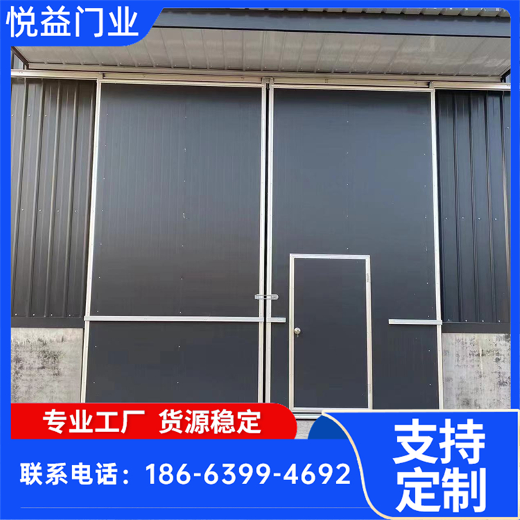 厂房车间平移门 工业园区智能铝合金户外无轨门 抗风载能力 悦益