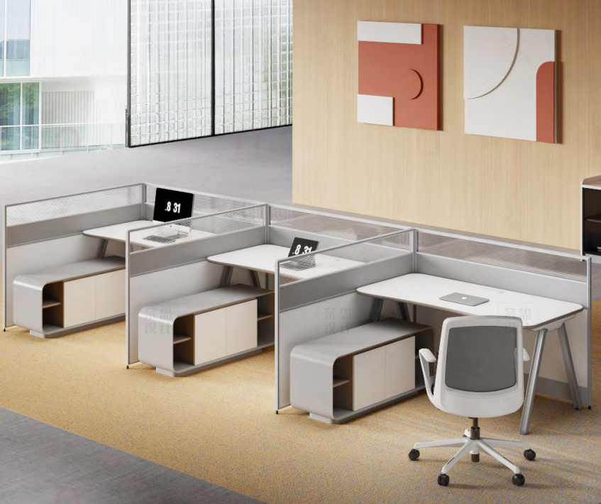 职员办公桌 现代简约办公卡座组合 办公室隔断家具定制